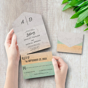 Elegant rustic vintage All in One Wedding Invite