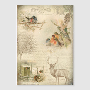 Elegant Rustic Vintage Christmas Woodland Collage