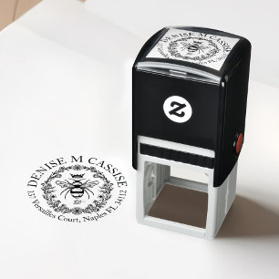 Elegant Rustic Vintage Crown Honey Queen Bee Self-inking Stamp