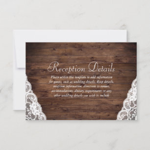 Elegant Rustic Vintage Wedding Reception Details Invitation