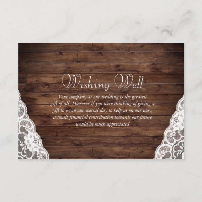Elegant Rustic Vintage Wedding Wishing Well Card (Front)