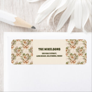 Elegant Rustic Watercolor Botanical Christmas Return Address Label