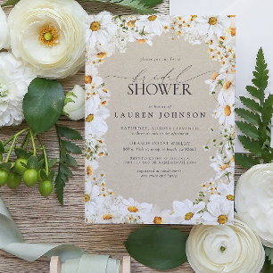 Elegant Rustic Watercolor Daisy Bridal Shower Invitation