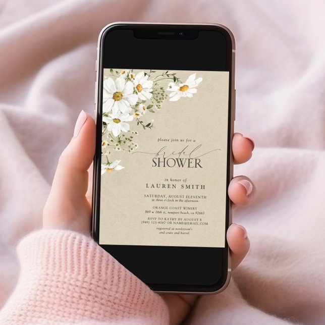 Elegant Rustic Watercolor Daisy Bridal Shower Invitation (Creator Uploaded)