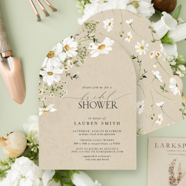 Elegant Rustic Watercolor Daisy Bridal Shower Invitation (Creator Uploaded)