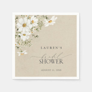 Elegant Rustic Watercolor Daisy Bridal Shower Napkin