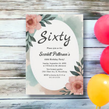 Elegant Rustic Watercolor Floral 60th Birthday