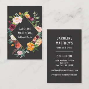 Elegant Rustic Watercolor Floral Business Card