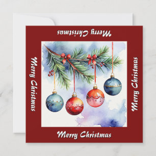 Elegant Rustic Watercolor Merry Christmas Tree Holiday Card