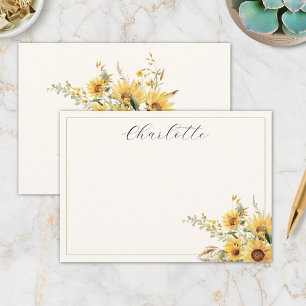 Elegant Rustic Watercolor Sunflower Floral Card