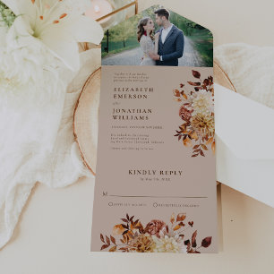 Elegant Rustic Wedding All In One Invitation