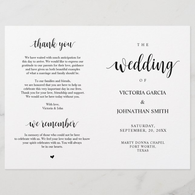 Elegant Rustic Wedding Ceremony Foldable Programs (Front)