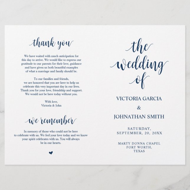 Elegant Rustic Wedding Ceremony Foldable Programs (Front)