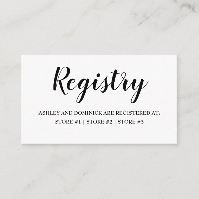 Elegant Rustic Wedding Registry  Enclosure Card (Front)
