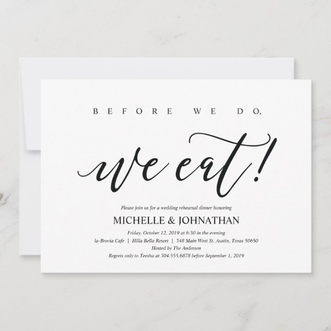 Elegant Rustic Wedding Rehearsal Dinner Invites (Front)