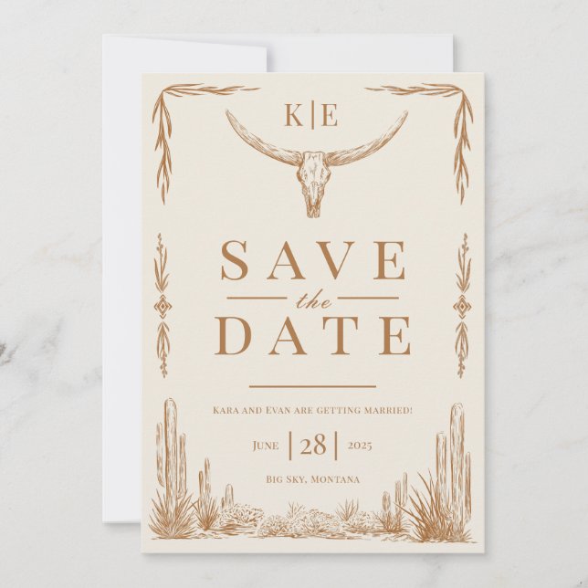 Elegant Rustic Western Wedding Save The Date Invitation (Front)