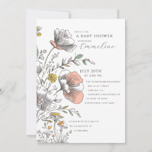 Elegant Rustic Wildflower Baby Shower  Invitation