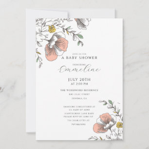 Elegant Rustic Wildflower Baby Shower Invitation