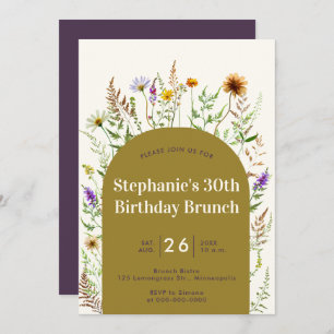 Elegant Rustic Wildflower Boho Frame 30th Birthday Invitation