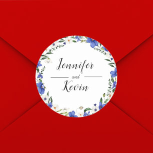 Elegant Rustic Wildflower Colourful Wedding Classic Round Sticker