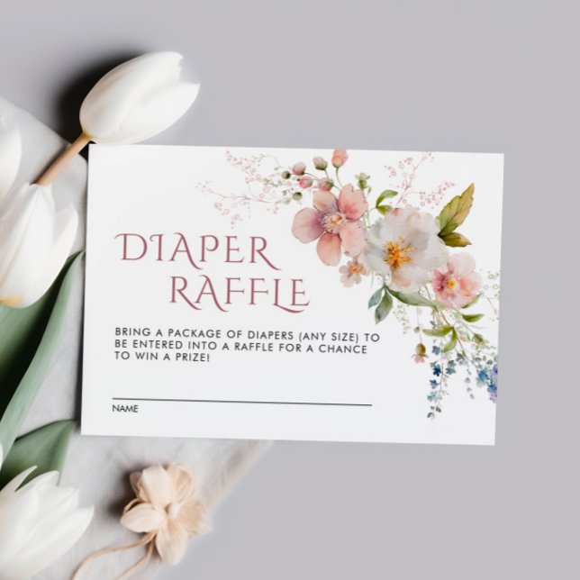 Elegant Rustic Wildflowers Baby Diaper Raffle Card (Creator Uploaded)