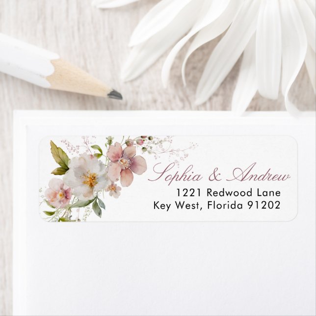 Elegant Rustic Wildflowers Return Address Label (Insitu)