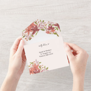 Elegant Rustic Wildflowers Terracotta Blush All In One Invitation