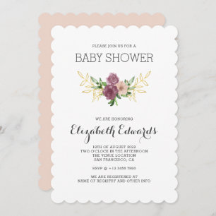 Elegant Rustic Wildflowers Watercolor Baby Shower Invitation