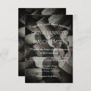 Elegant Rustic Wine Cork Wedding Card