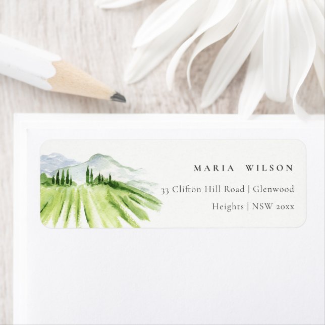 Elegant Rustic Winery Vineyard Mountain Address Return Address Label (Insitu)