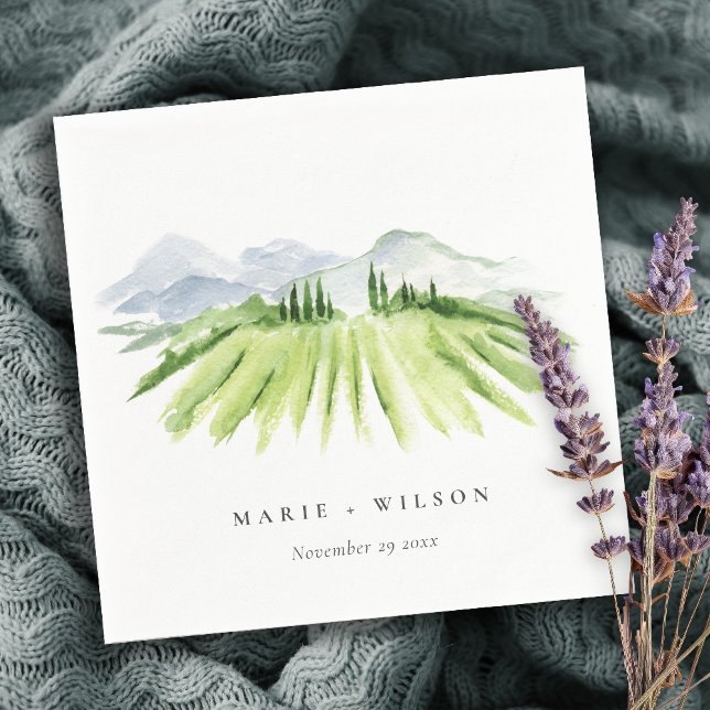 Elegant Rustic Winery Vineyard Mountain Wedding Napkin (Creator Uploaded)