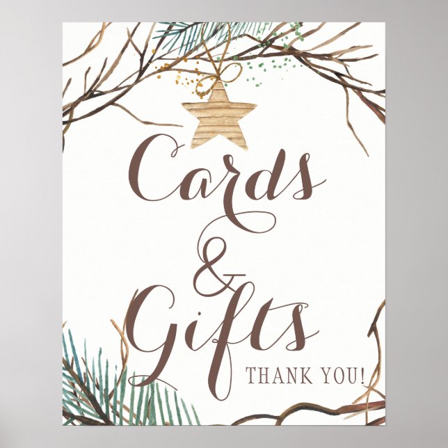Elegant rustic winter pine cards and wedding sign (Front)