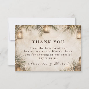 Elegant Rustic Winter Wedding Thank You Card