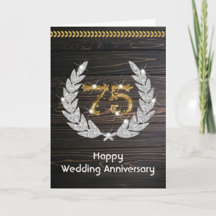 Elegant Rustic Wood 75th Wedding Anniversary Card