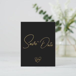 Elegant Rustic Wood Black and Shiny Save the Date Card