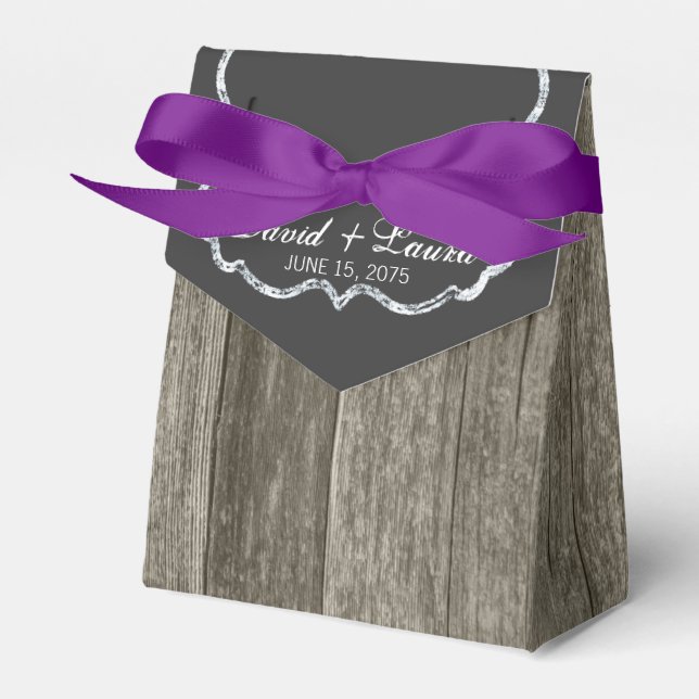 Elegant Rustic Wood Chalkboard Wedding Favour Box (Front Side)