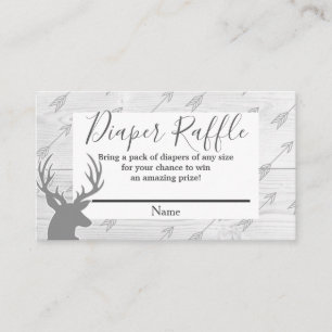 Elegant Rustic Wood & Deer Antlers Diaper Raffle Enclosure Card