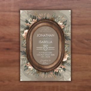 Elegant Rustic Wood Frame Wedding Invitation
