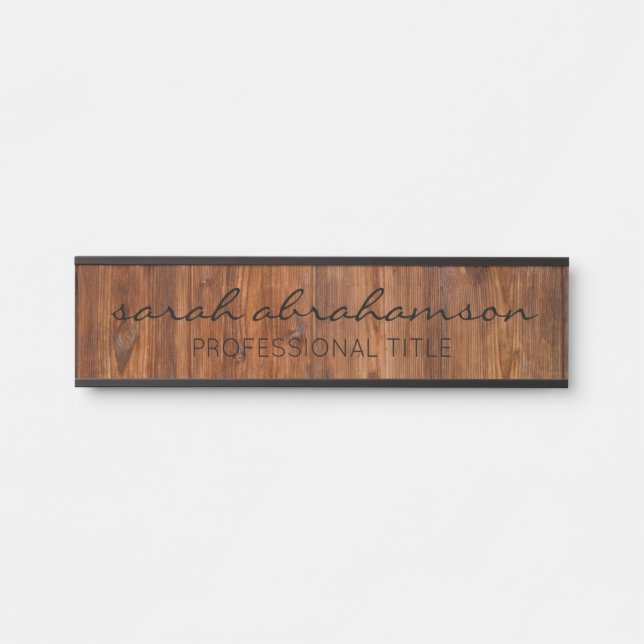 Elegant Rustic Wood Office Door Signs (Front)