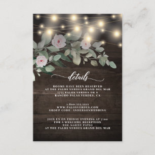 Elegant Rustic Wood String Lights Greenery Enclosure Card