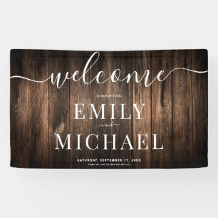 Elegant Rustic Wood Wedding Welcome Banner
