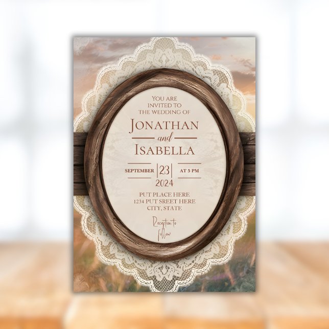 Elegant Rustic Wooden Frame Wedding Invitation (Creator Uploaded)