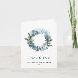 Elegant Rustic Wreath Christmas Greeting Holiday Thank You Card