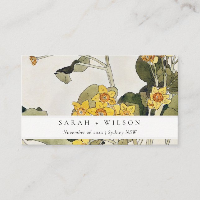 Elegant Rustic Yellow Daffodil Floral Wedding Place Card (Front)