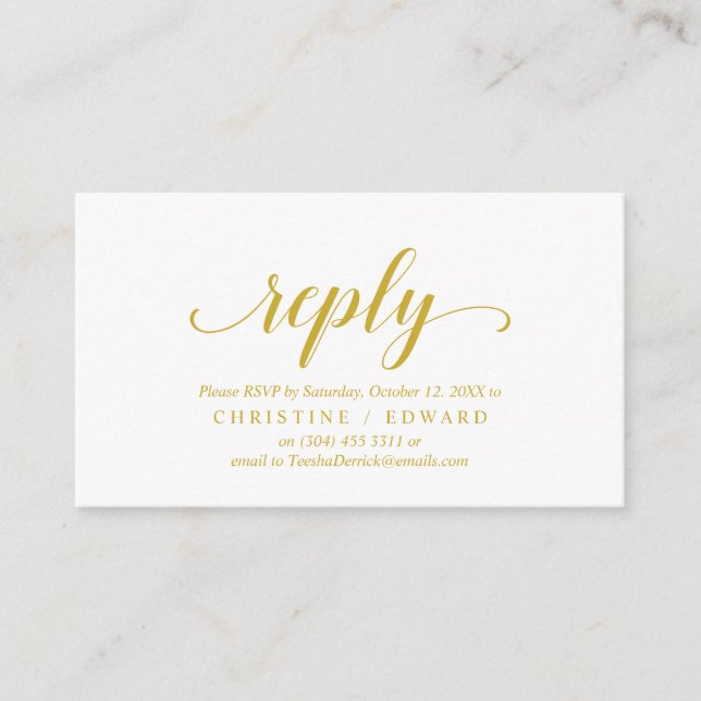 Elegant Rustic, Yellow Gold, RSVP respond, Reply Enclosure Card (Front)
