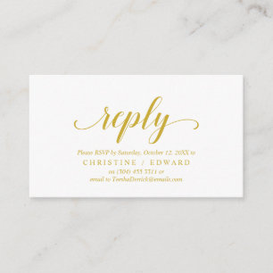 Elegant Rustic, Yellow Gold, RSVP respond, Reply Enclosure Card