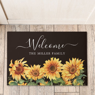 Elegant Rustic Yellow Sunflower Garden Doormat