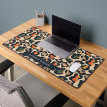 Elegant Safari Animal Skin Leopard spot Girly  Desk Mat<br><div class="desc">The modern, exotic, and impressive animal print-themed desk mat showcases a captivating digital image of leopard skin, designed with elegance and warmth in mind. The colour palette incorporates a harmonious blend of black, orange, yellow, green, and beige tones, creating a visually striking and stylish look. The black hues provide a...</div>