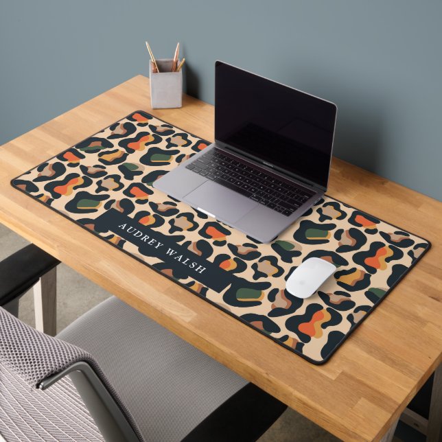 Elegant Safari Animal Skin Leopard spot Girly  Desk Mat (Office 2)
