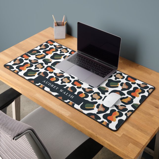 Elegant Safari Animal Skin Leopard spot Girly  Desk Mat (Office 2)